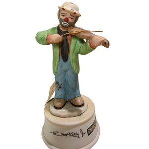 Vintage Flambro‎ Emmett Kelly Jr. Violin Clown Music Box Send In The Clowns 9550